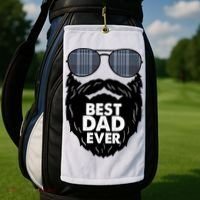 Father's Day Best Dad Ever Funny Beard Glasses Gift For Father Golf Towel thumb 2