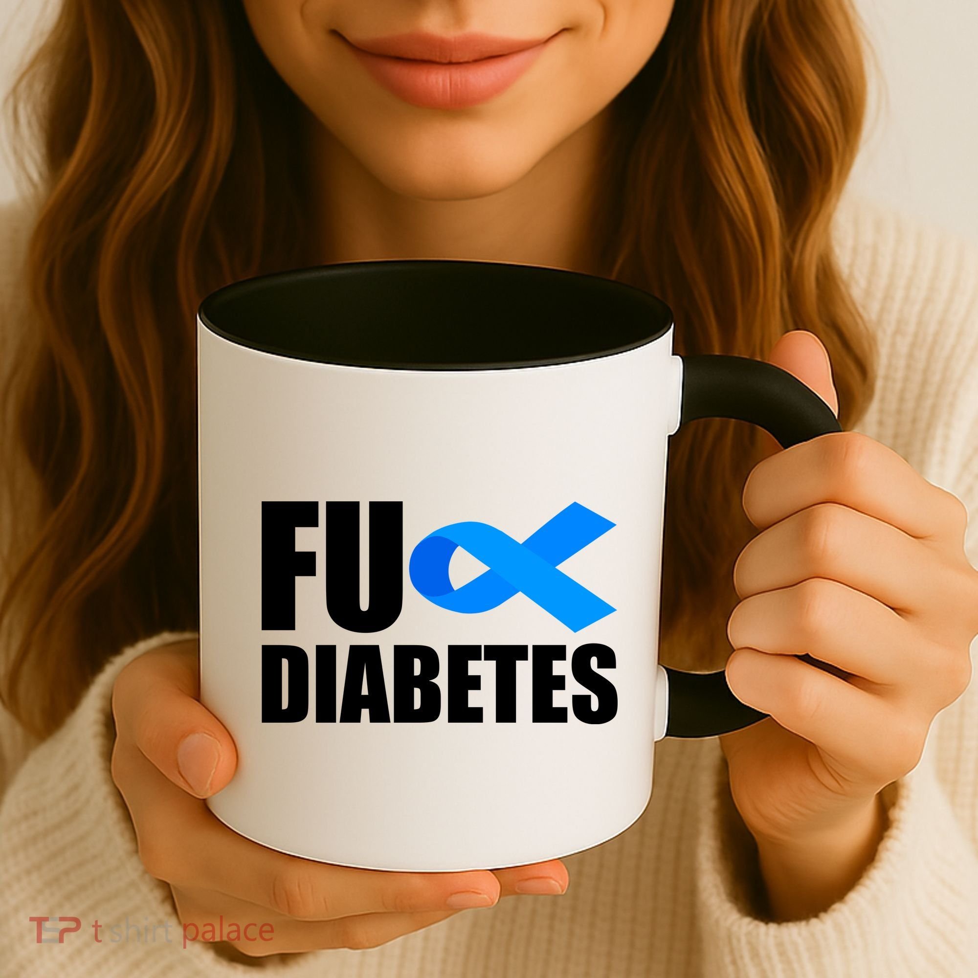 Fuck Diabetes Blue Ribbon Awareness Coffee Mug