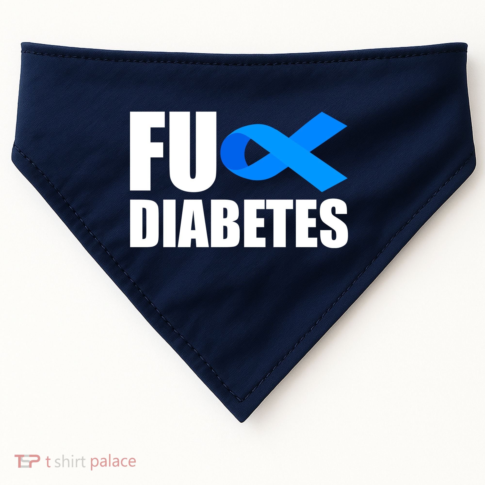 Fuck Diabetes Blue Ribbon Awareness USA-Made Doggie Bandana