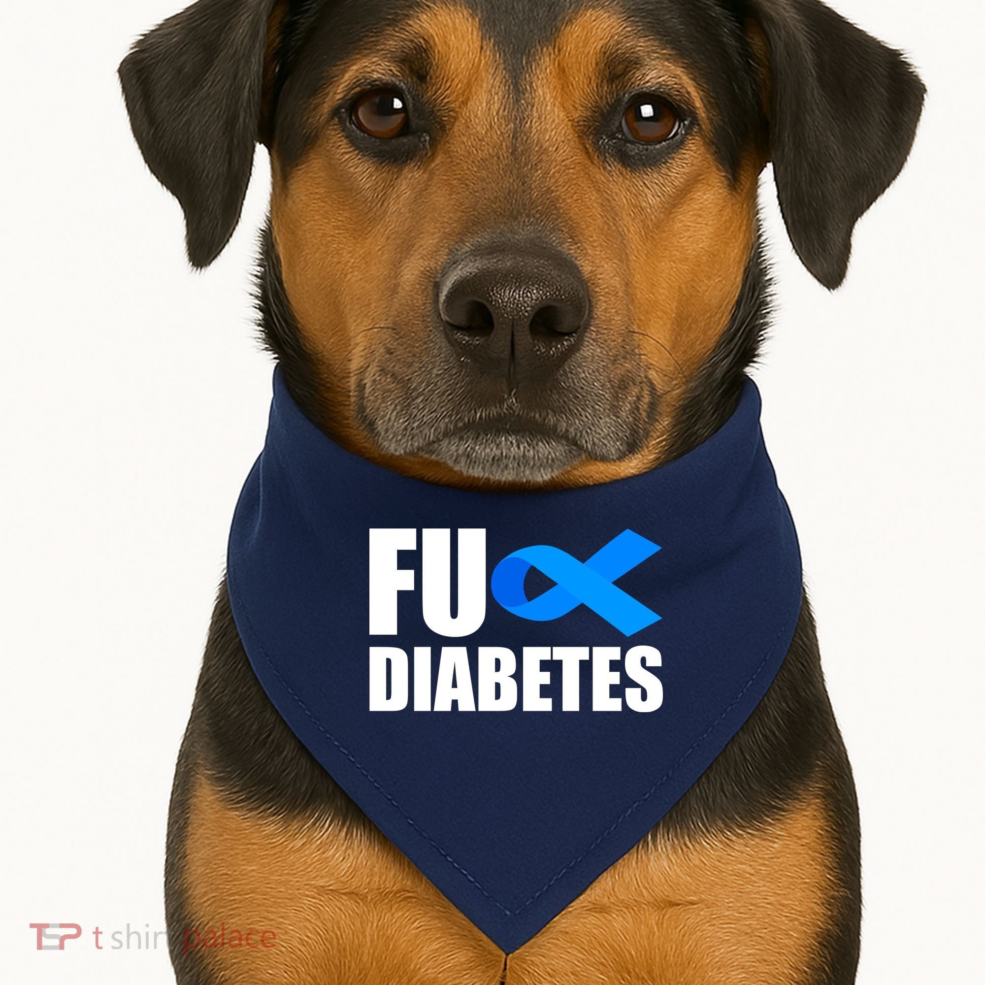 Fuck Diabetes Blue Ribbon Awareness USA-Made Doggie Bandana