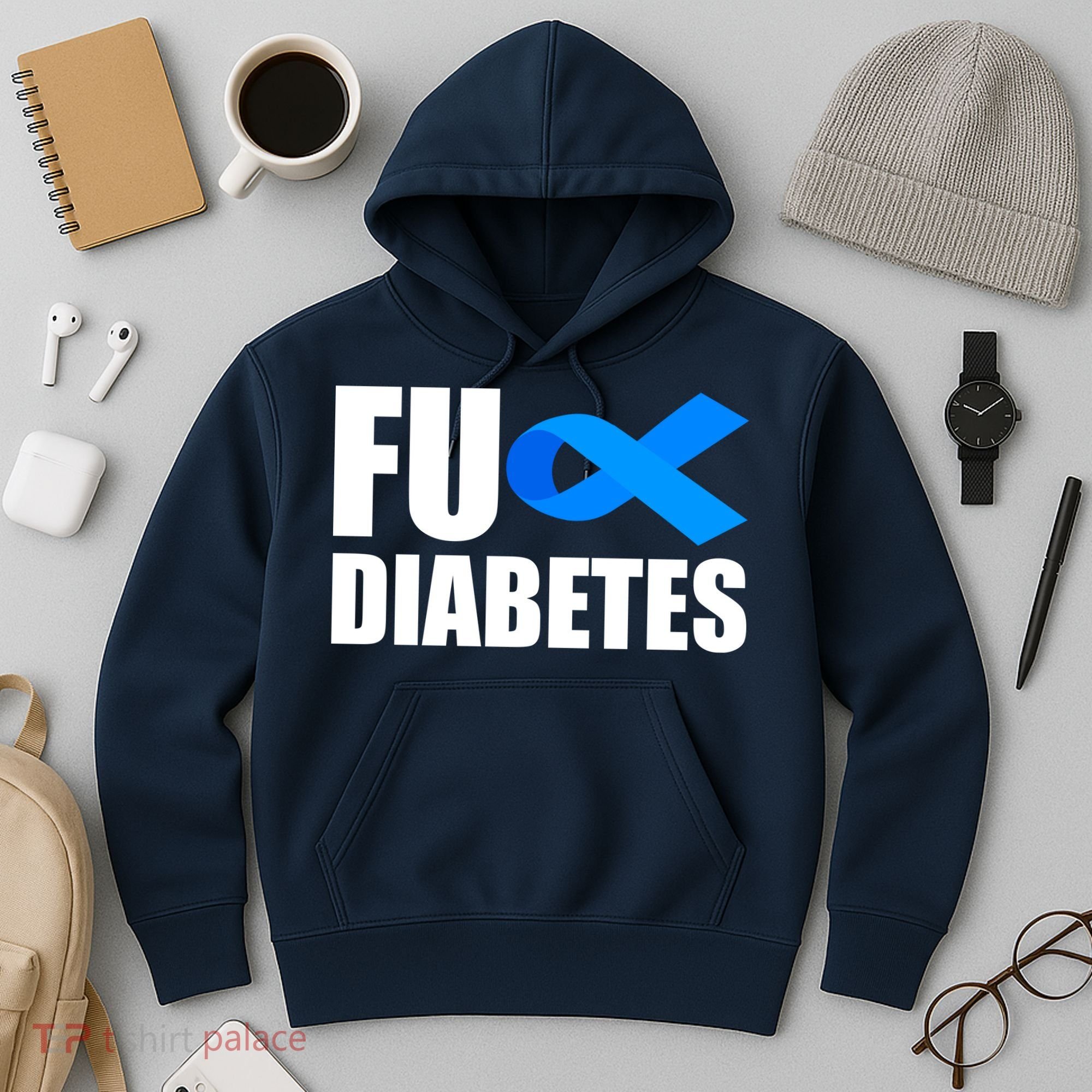 Fuck Diabetes Blue Ribbon Awareness Hoodie