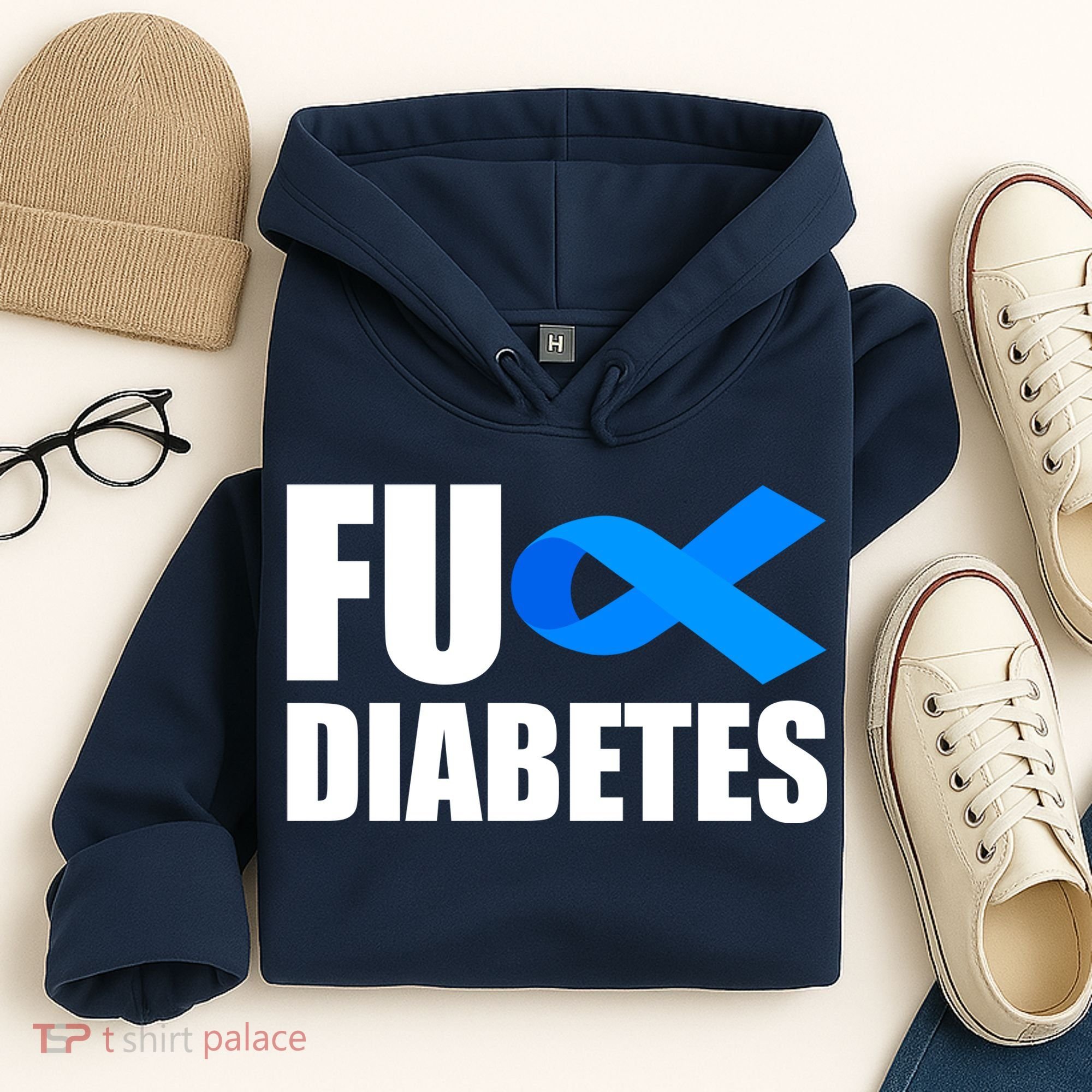 Fuck Diabetes Blue Ribbon Awareness Hoodie