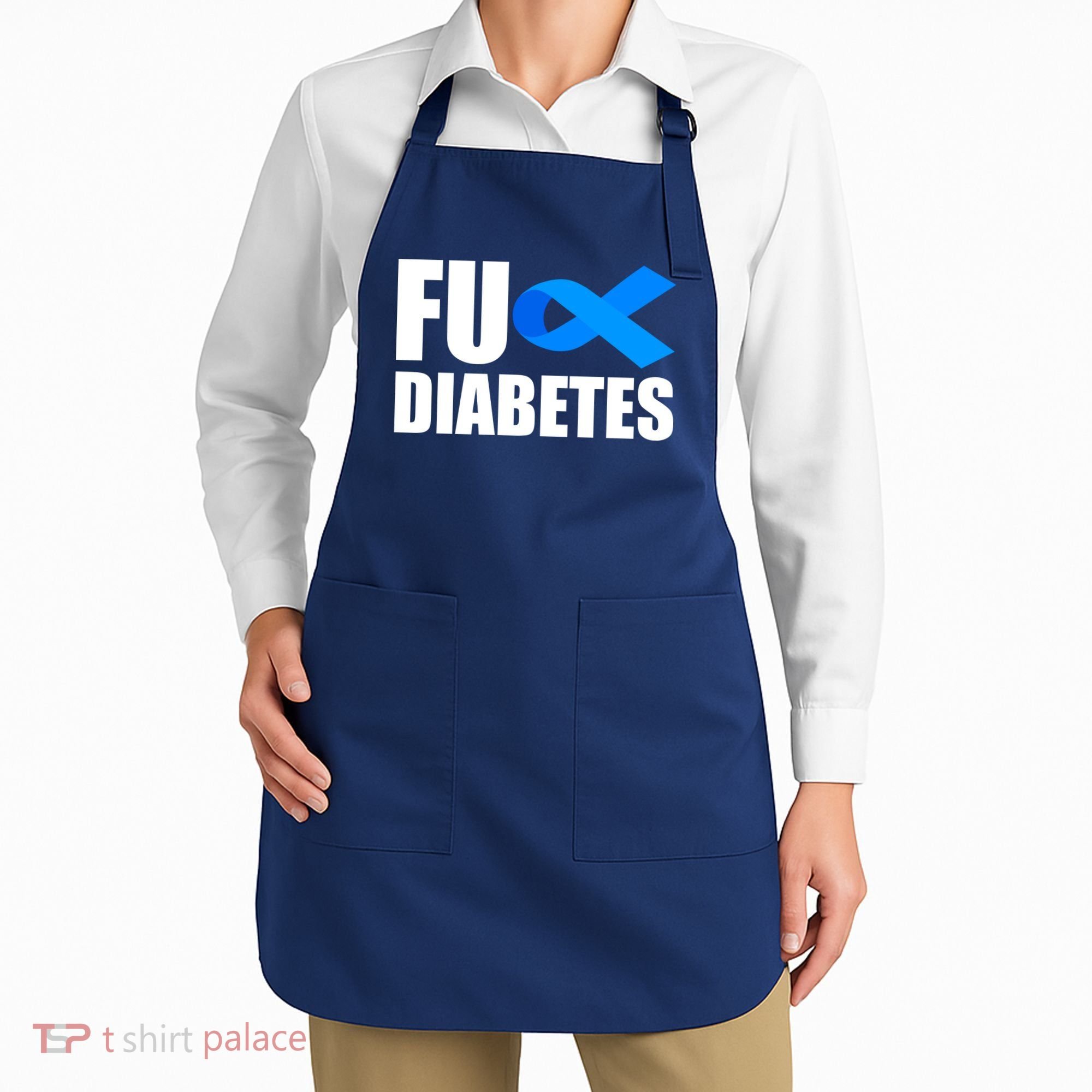 Fuck Diabetes Blue Ribbon Awareness Apron