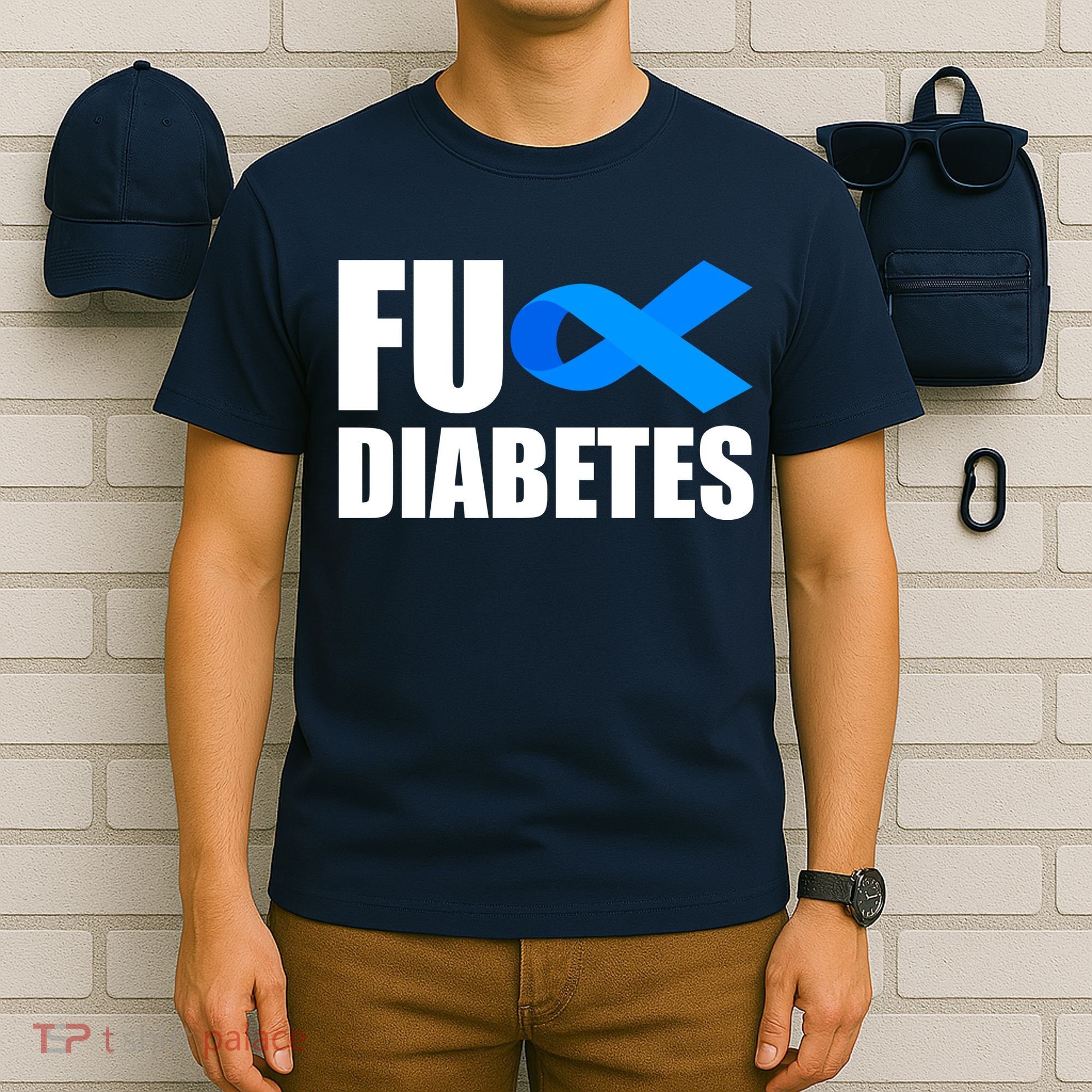 Fuck Diabetes Blue Ribbon Awareness T-Shirt
