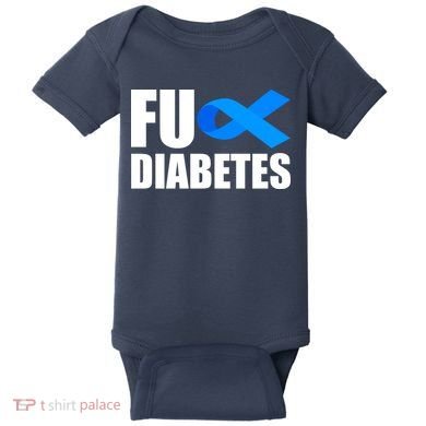 Fuck Diabetes Blue Ribbon Awareness Baby Bodysuit