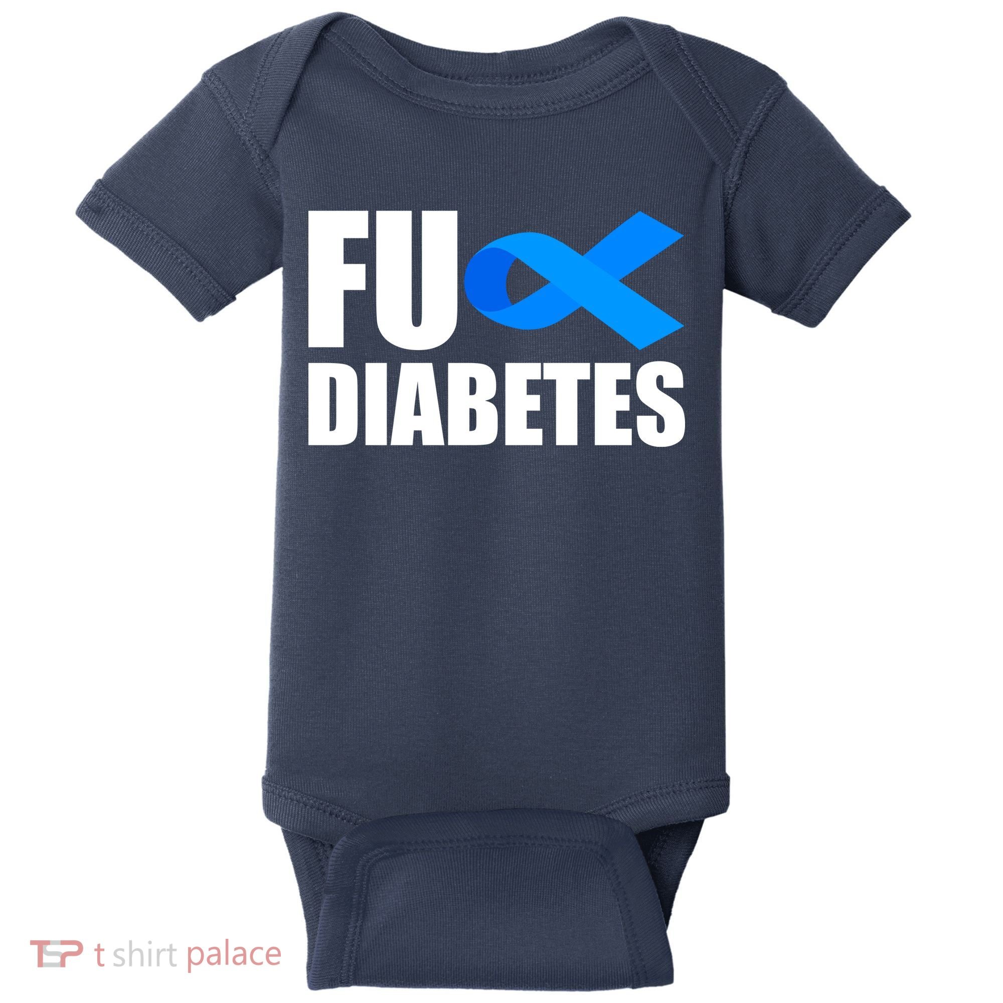 Fuck Diabetes Blue Ribbon Awareness Baby Bodysuit