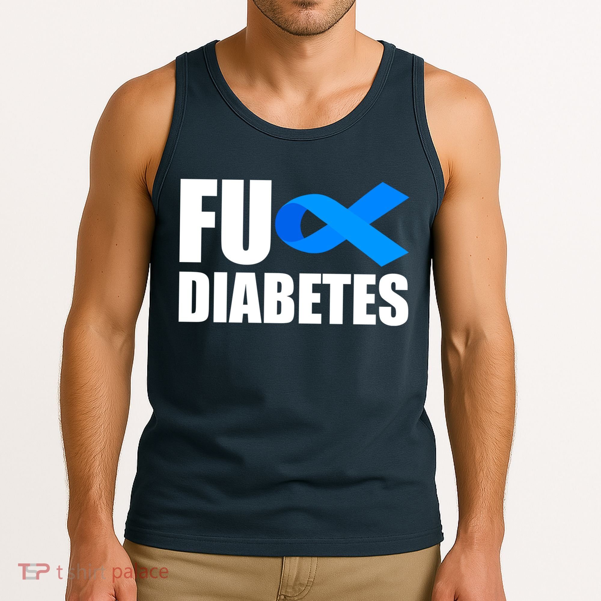 Fuck Diabetes Blue Ribbon Awareness Tank Top