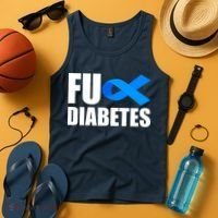Fuck Diabetes Blue Ribbon Awareness Tank Top thumb 4