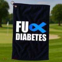 Fuck Diabetes Blue Ribbon Awareness Golf Towel thumb 1