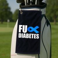 Fuck Diabetes Blue Ribbon Awareness Golf Towel thumb 2