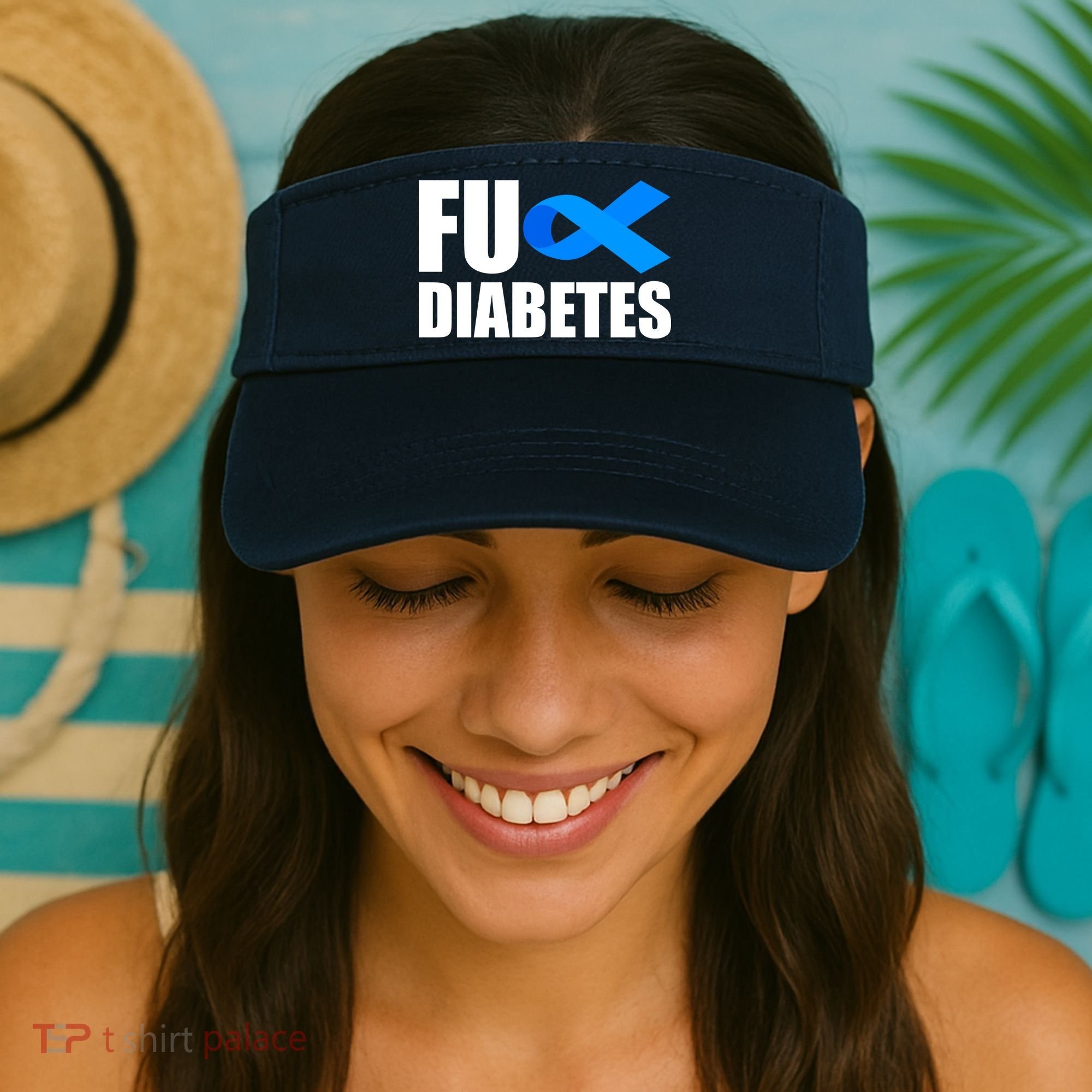 Fuck Diabetes Blue Ribbon Awareness Visor