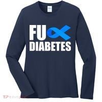 Fuck Diabetes Blue Ribbon Awareness Women's Long Sleeve Shirt thumb 0