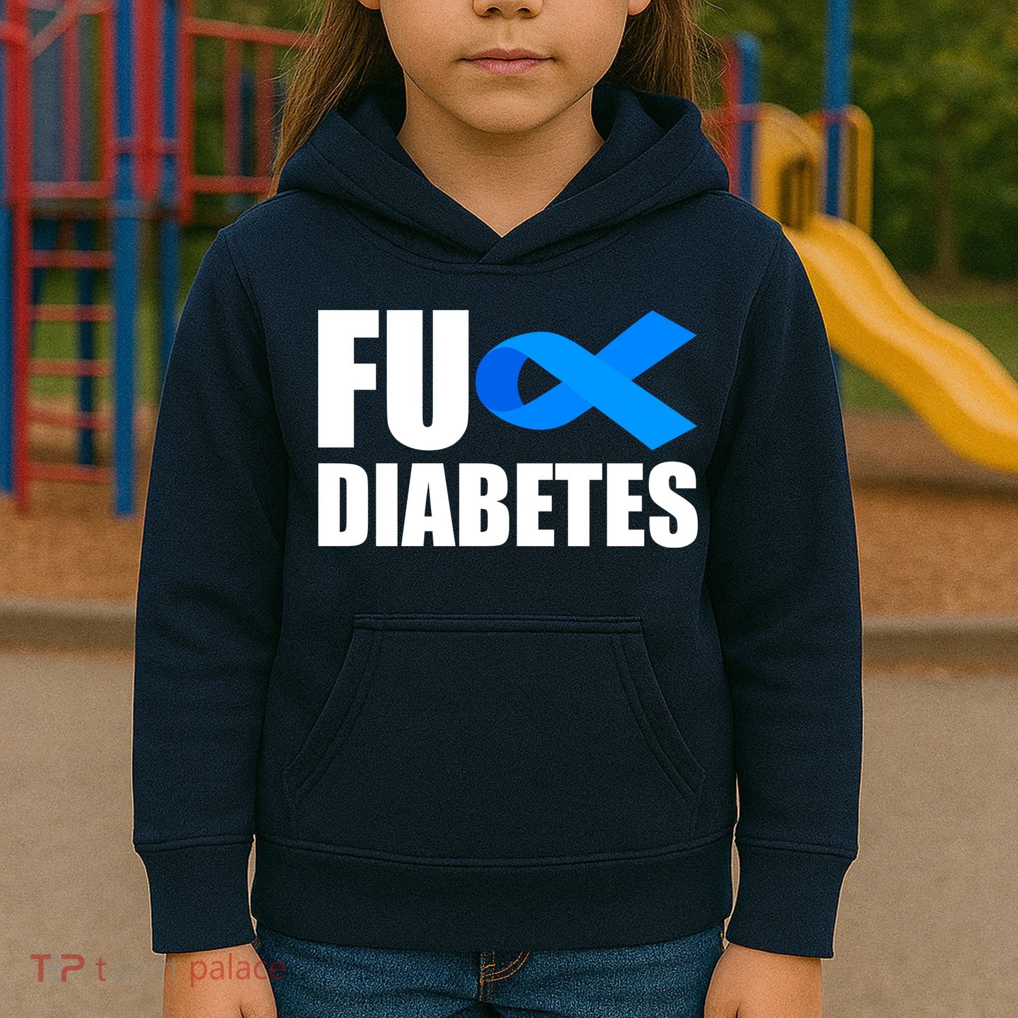 Fuck Diabetes Blue Ribbon Awareness Kids Hoodie