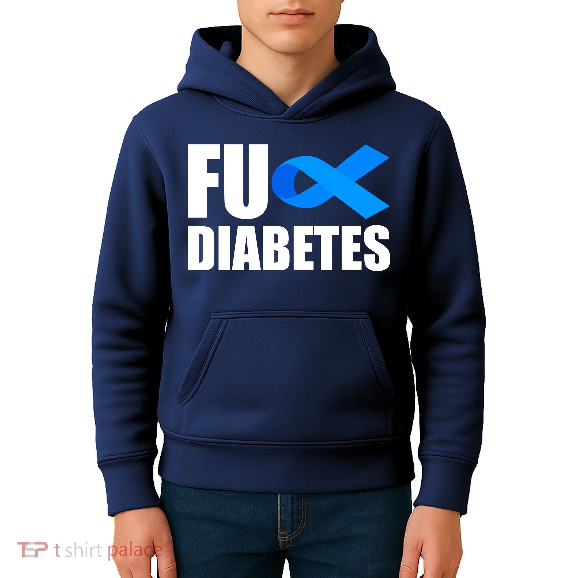 Fuck Diabetes Blue Ribbon Awareness Kids Hoodie