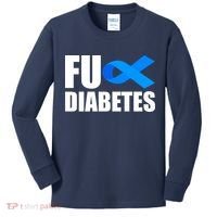 Fuck Diabetes Blue Ribbon Awareness Kids Long Sleeve Shirt thumb 0