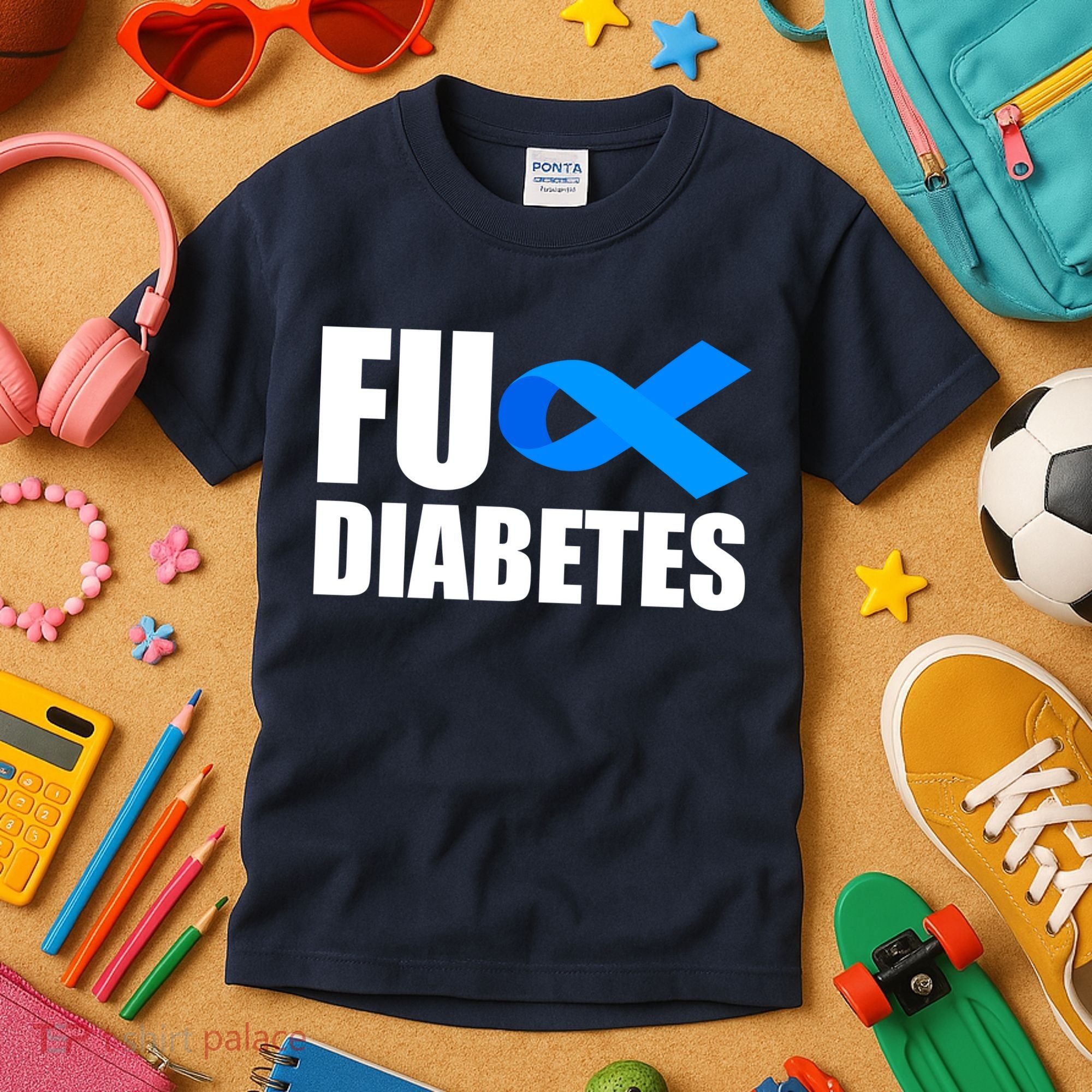 Fuck Diabetes Blue Ribbon Awareness Kids T-Shirt
