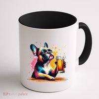 French Dog Beer Drinker Funny French Bulldog Coffee Mug thumb 1