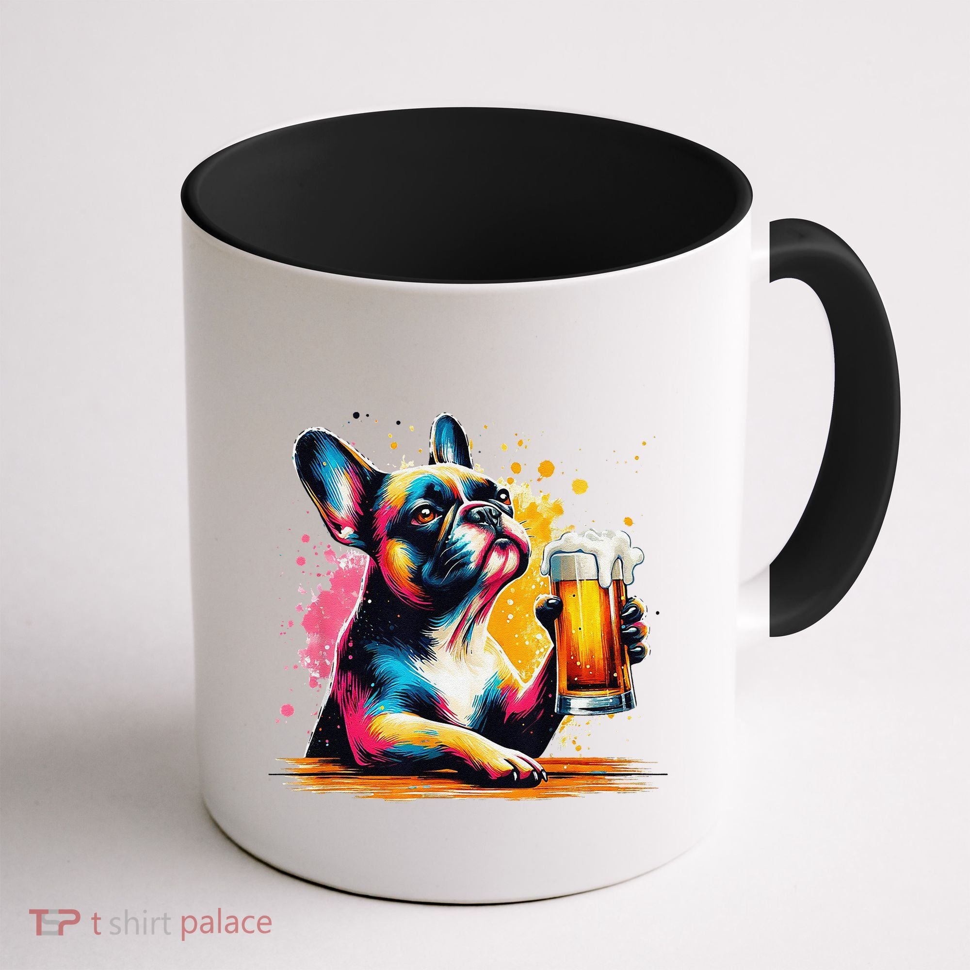 French Dog Beer Drinker Funny French Bulldog Coffee Mug