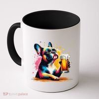 French Dog Beer Drinker Funny French Bulldog Coffee Mug thumb 0