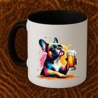 French Dog Beer Drinker Funny French Bulldog Coffee Mug thumb 2
