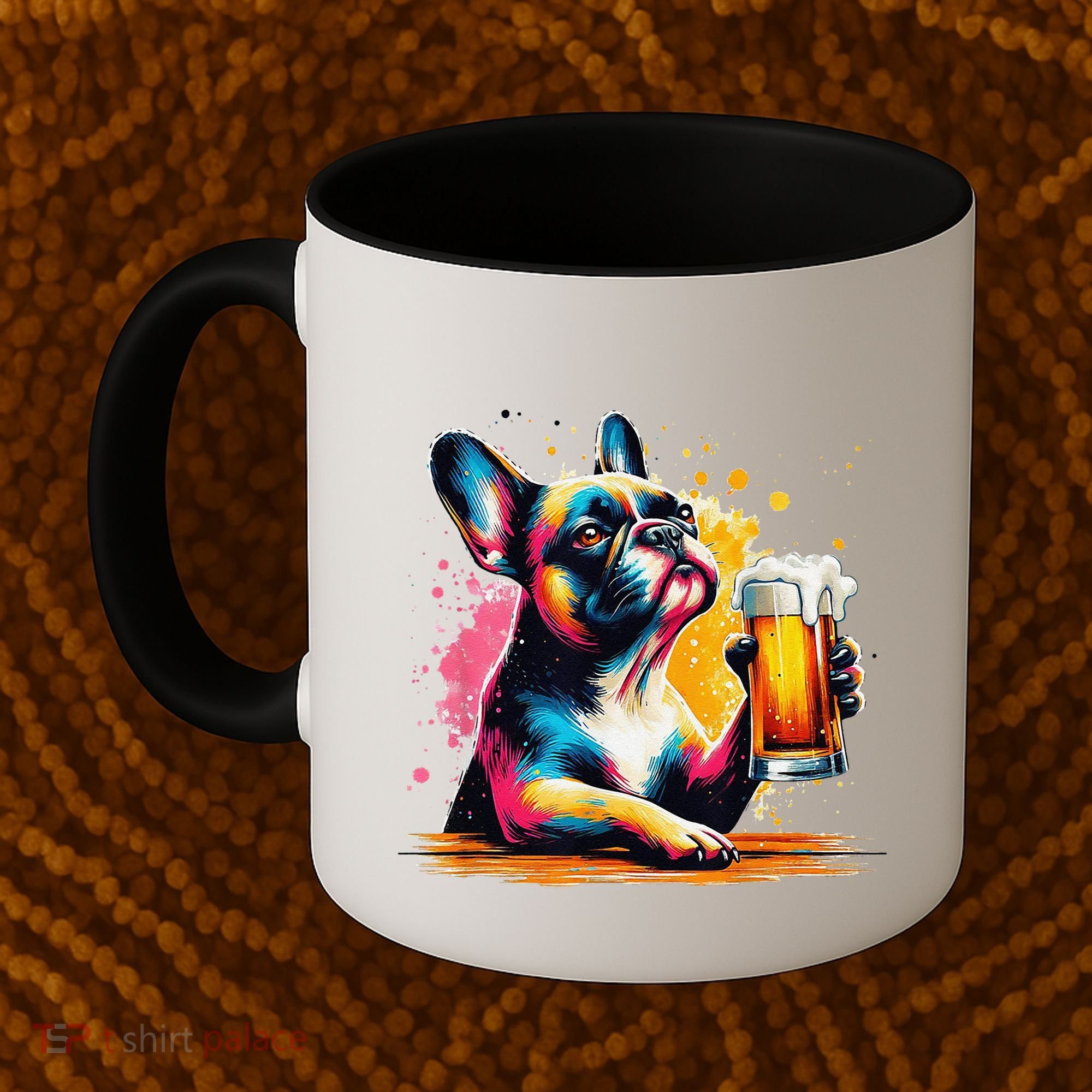 French Dog Beer Drinker Funny French Bulldog Coffee Mug