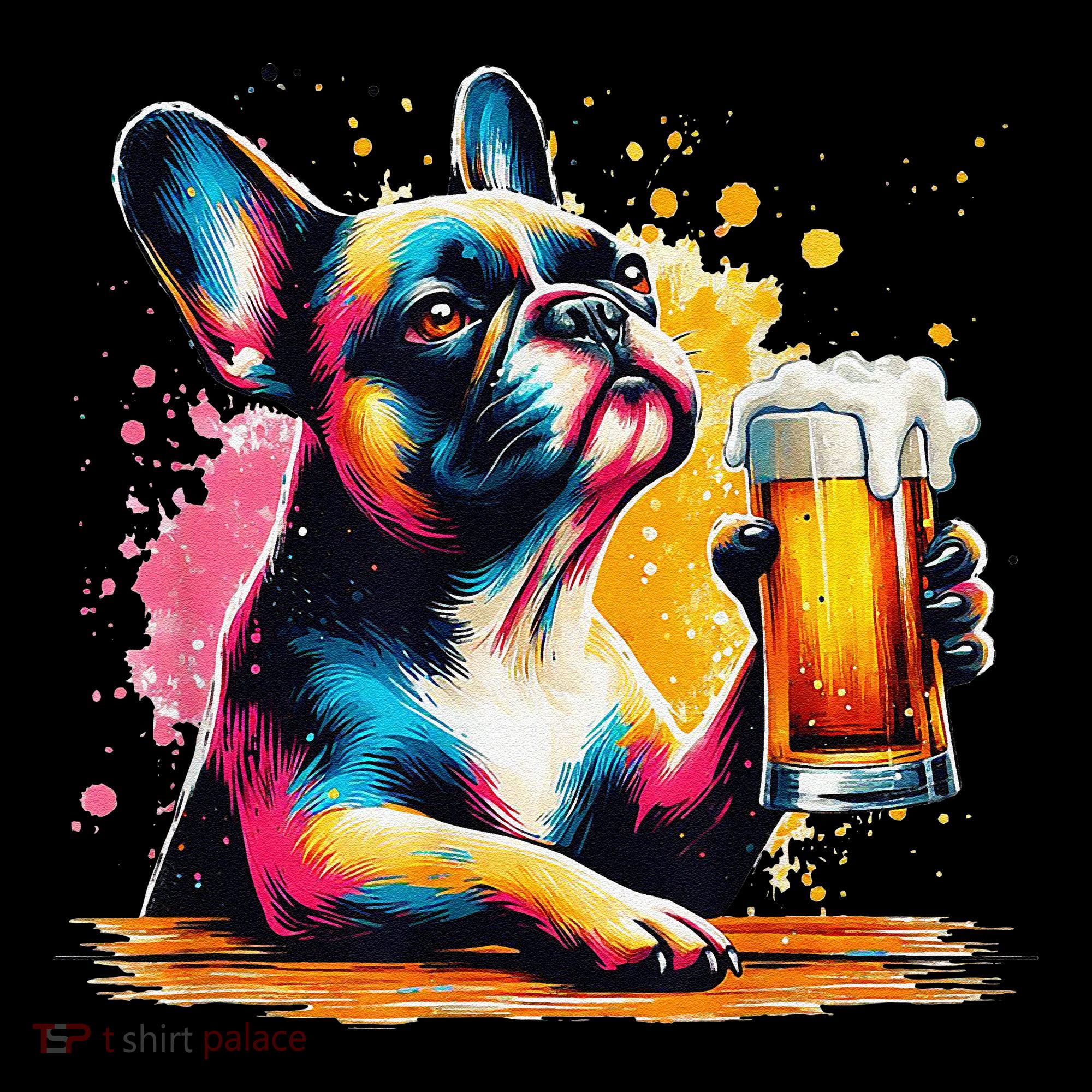 French Dog Beer Drinker Funny French Bulldog Coffee Mug