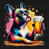 French Dog Beer Drinker Funny French Bulldog Ornament thumb 1