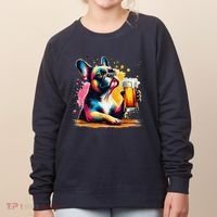 French Dog Beer Drinker Funny French Bulldog Women's Sweatshirt thumb 0