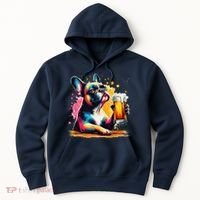 French Dog Beer Drinker Funny French Bulldog Hoodie thumb 0