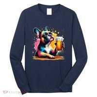 French Dog Beer Drinker Funny French Bulldog Long Sleeve Shirt thumb 0