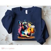 French Dog Beer Drinker Funny French Bulldog Sweatshirt thumb 2