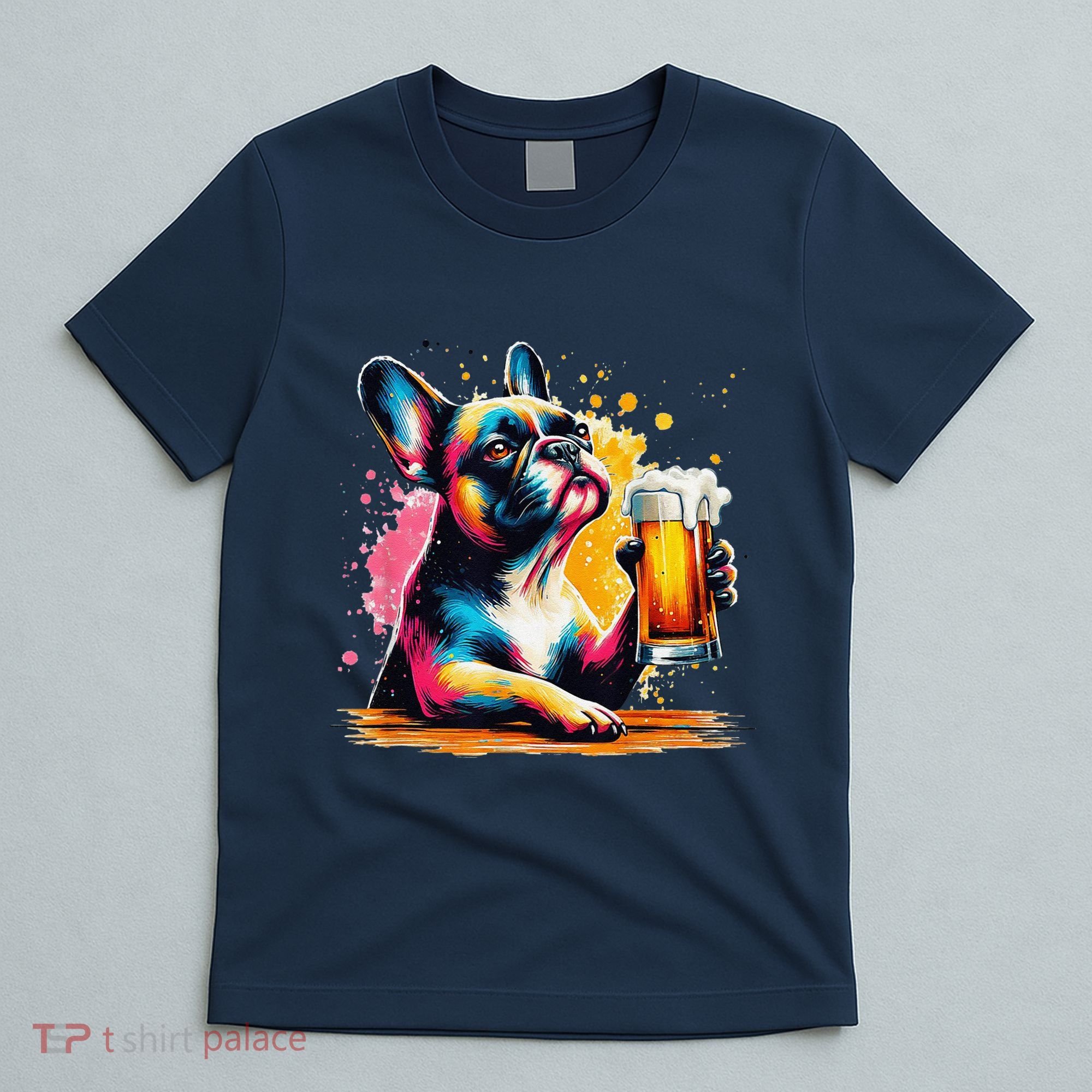 French Dog Beer Drinker Funny French Bulldog T-Shirt