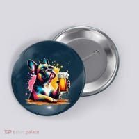 French Dog Beer Drinker Funny French Bulldog Button thumb 0