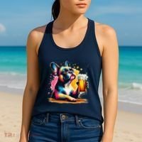 French Dog Beer Drinker Funny French Bulldog Women's Tank Top thumb 2