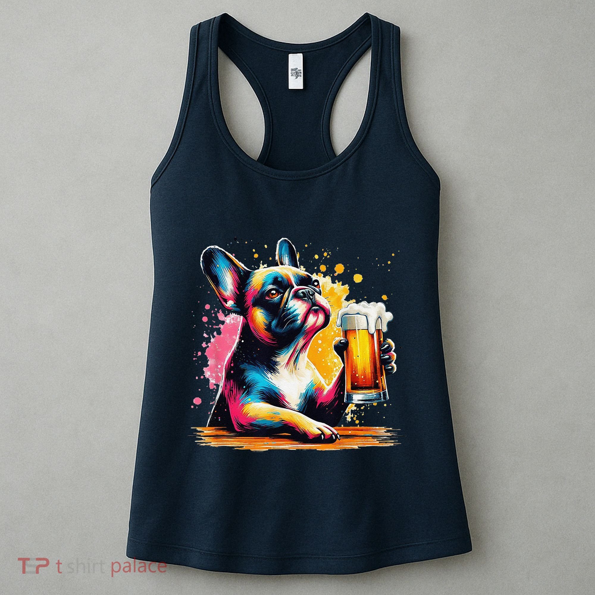 French Dog Beer Drinker Funny French Bulldog Women's Tank Top