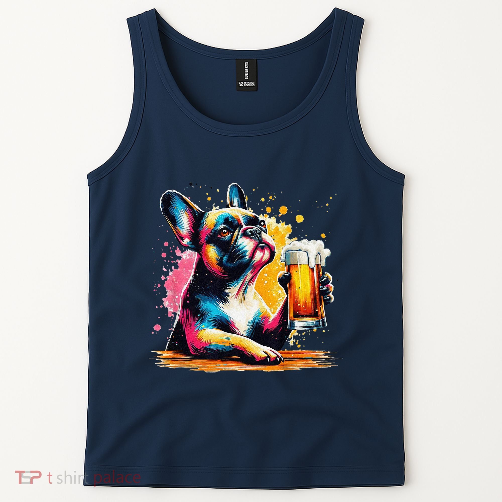French Dog Beer Drinker Funny French Bulldog Tank Top