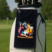 French Dog Beer Drinker Funny French Bulldog Golf Towel thumb 2