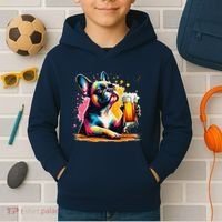 French Dog Beer Drinker Funny French Bulldog Kids Hoodie thumb 2