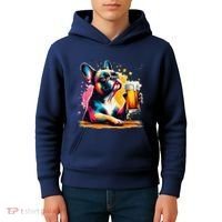 French Dog Beer Drinker Funny French Bulldog Kids Hoodie thumb 4