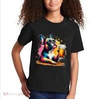 French Dog Beer Drinker Funny French Bulldog Kids T-Shirt thumb 2