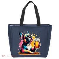 French Dog Beer Drinker Funny French Bulldog Tote Bag thumb 0