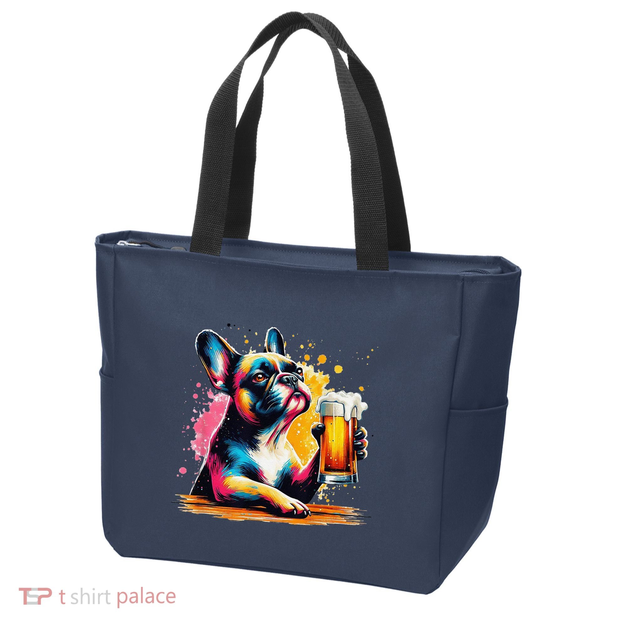 French Dog Beer Drinker Funny French Bulldog Tote Bag