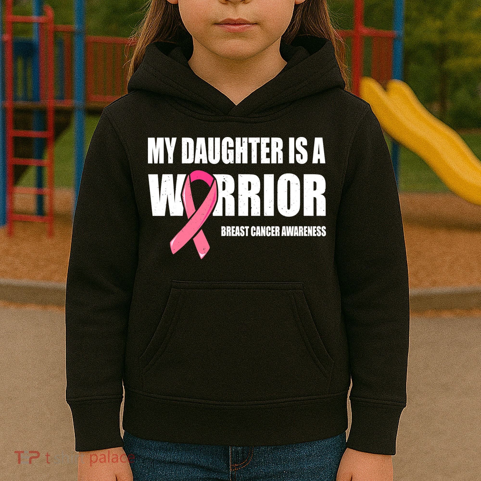 Funny Daughter Breast Cancer Breast Cancer Warrior Kids Hoodie