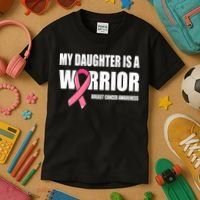 Funny Daughter Breast Cancer Breast Cancer Warrior Kids T-Shirt thumb 3