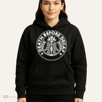 Funny Death Before Decaf Gift Cozy Coffee Lover Skeleton Hoodie thumb 5