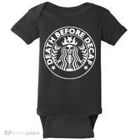 Funny Death Before Decaf Gift Cozy Coffee Lover Skeleton Baby Bodysuit thumb 0