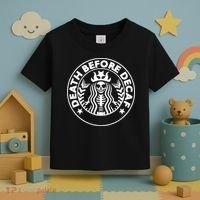 Funny Death Before Decaf Gift Cozy Coffee Lover Skeleton Toddler T-Shirt thumb 3