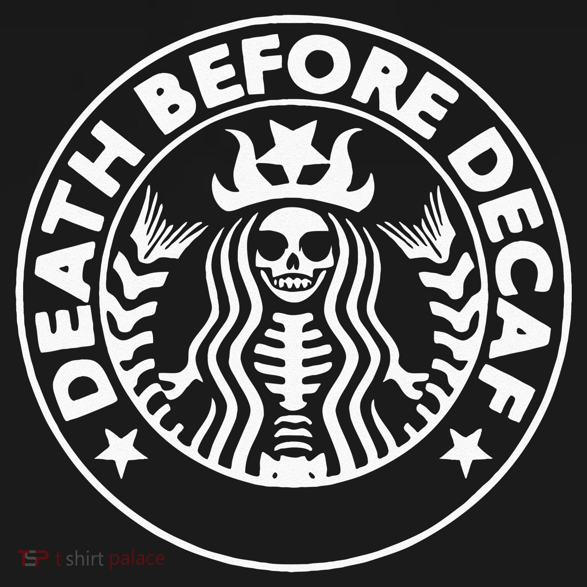 Funny Death Before Decaf Gift Cozy Coffee Lover Skeleton Kids Tie-Dye T-Shirt