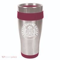 Funny Death Before Decaf Gift Cozy Coffee Lover Skeleton 16oz Travel Tumbler thumb 0