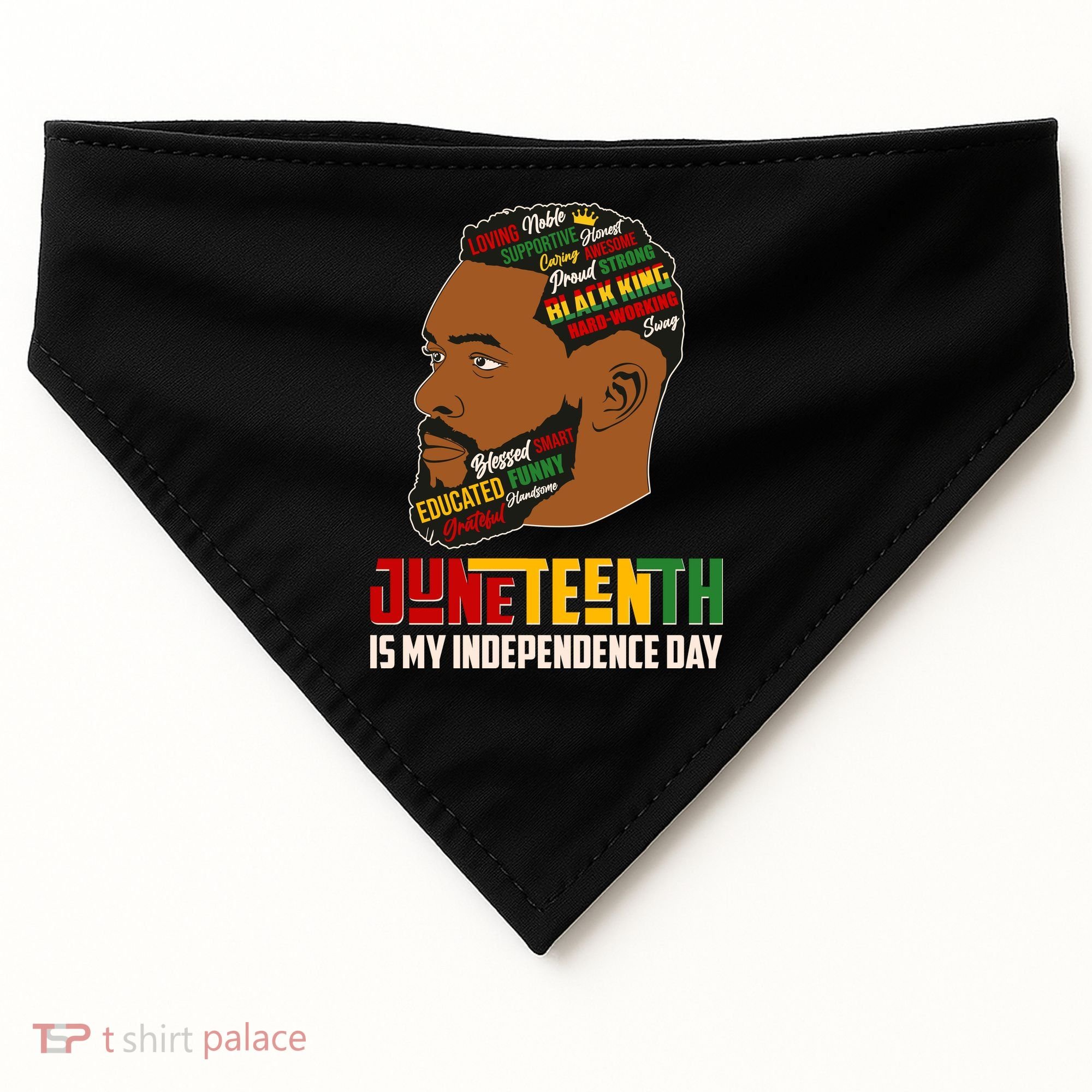 Father's Day Black King Juneteenth Is My Independence Day USA-Made Doggie Bandana